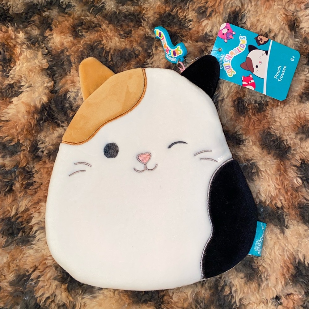 Squishmallows Pencil Pouch Case Cam Cat Shaped (Fuzzy!)